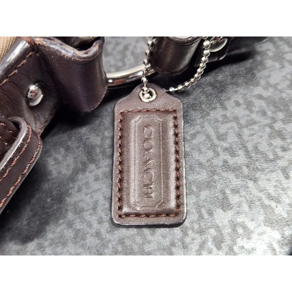 Coach Signature Leather Sateen Tan Brown F18862 Crossbody Bag Convertible Strap